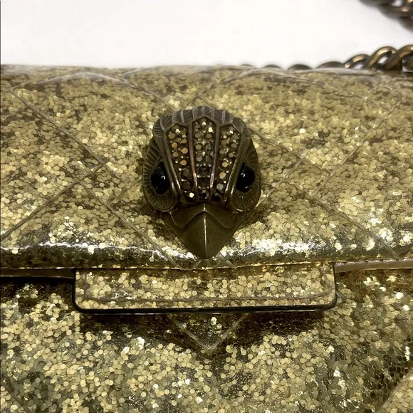 Kurt Geiger LIMITED EDITION- Gold Sparkle Mini Kensington 2-Way Bag EUC - Picture 12 of 17